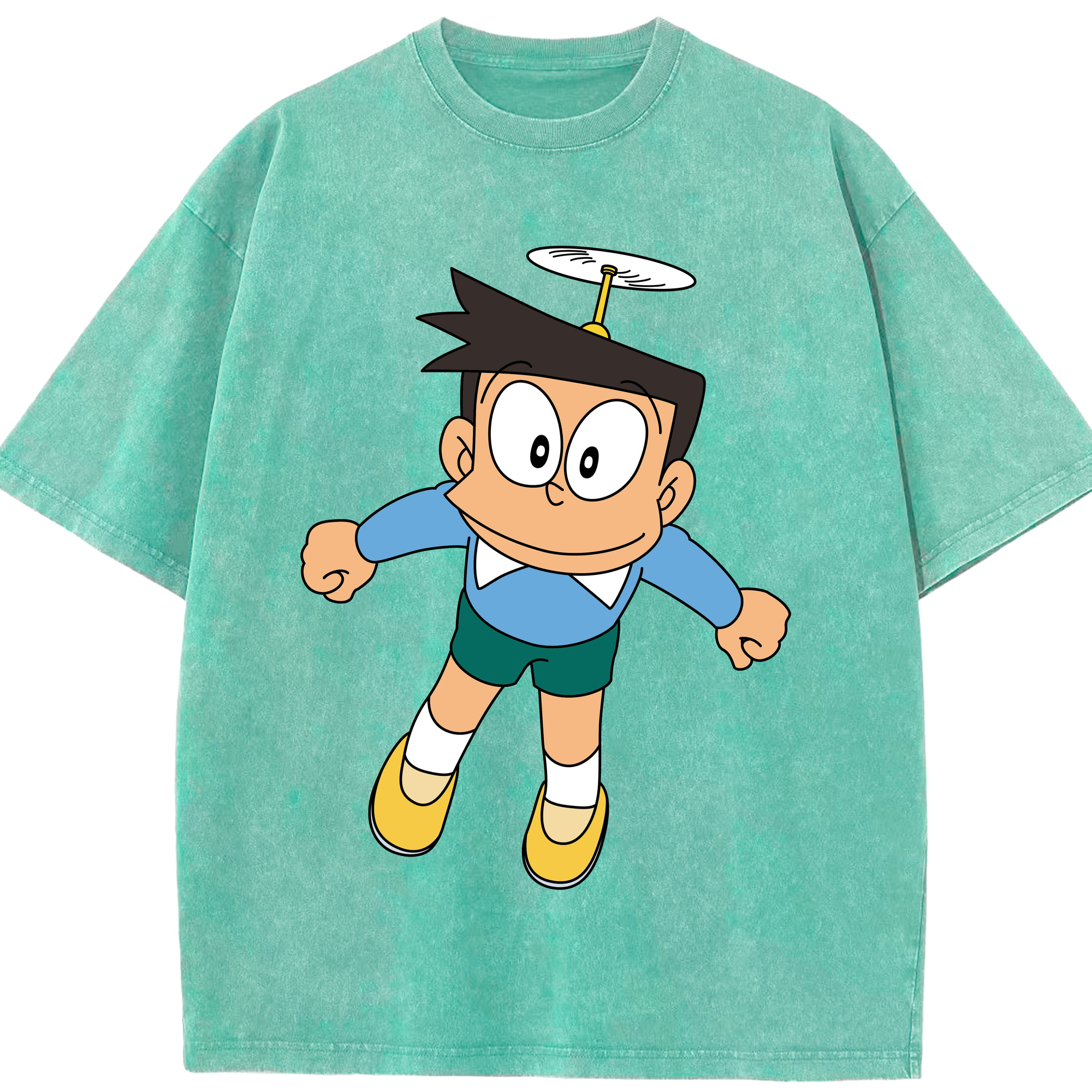 （画像用） ドラえもん 骨川 スネ夫 Doraemon Honekawa Suneo 綿100% ヴィンテージ風 半袖Tシャツ（フロントプリント）